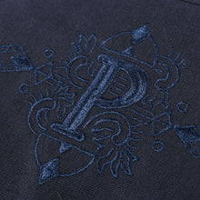 Crossed Paths – Navy Olive Short Sleeve Linen Cotton Embroidered Men's Shirt