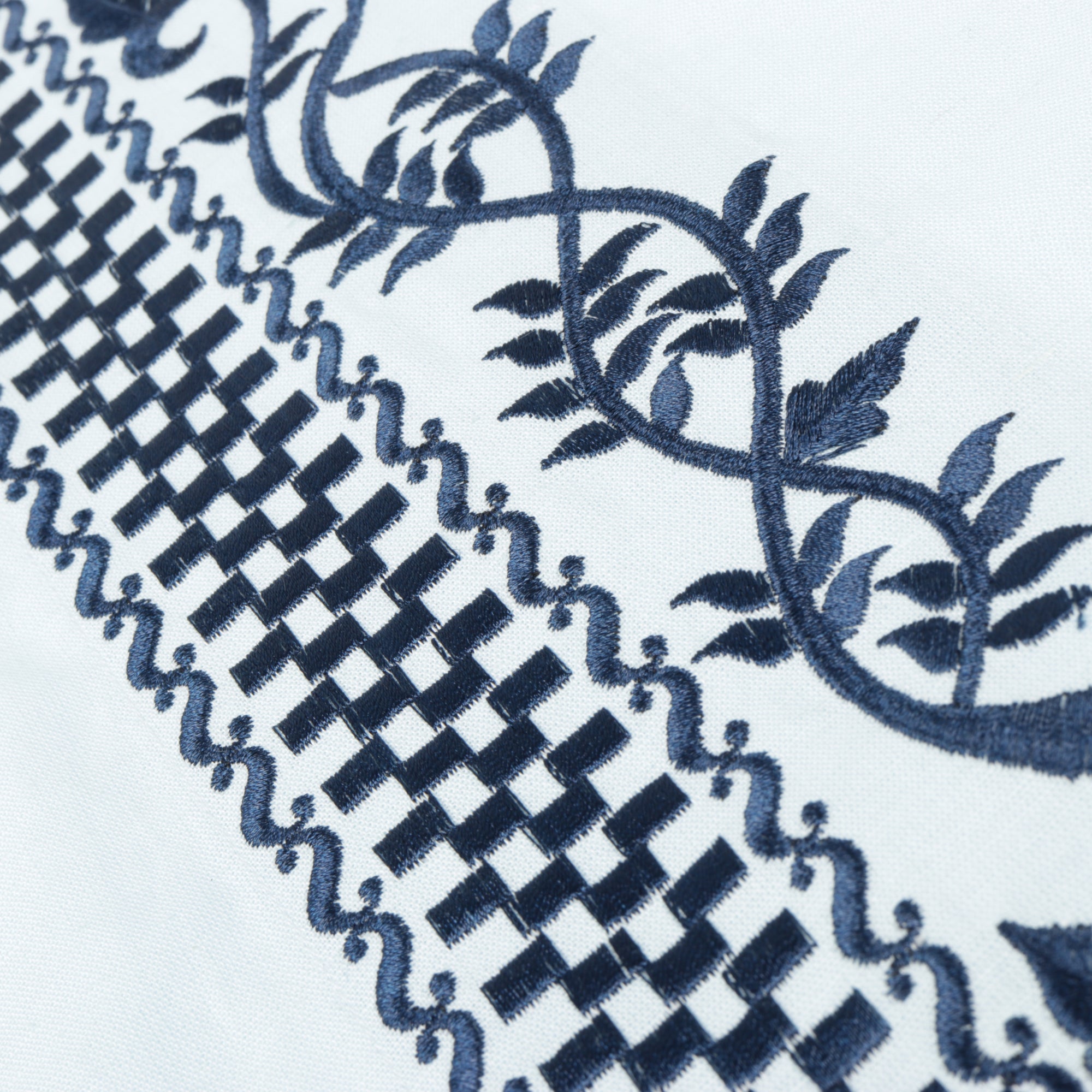 Ivy Check - Light Blue Long Sleeve Linen Cotton Embroidered Men's Shirt