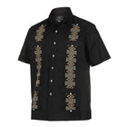 The Liberator – Black Short Sleeve Linen Cotton Embroidered Men's Shirt