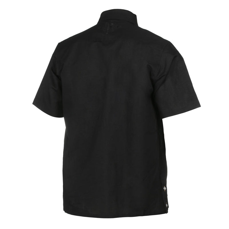 The Liberator – Black Short Sleeve Linen Cotton Embroidered Men's Shirt