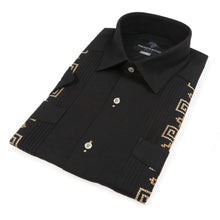 The Liberator – Black Short Sleeve Linen Cotton Embroidered Men's Shirt
