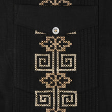 The Liberator – Black Short Sleeve Linen Cotton Embroidered Men's Shirt