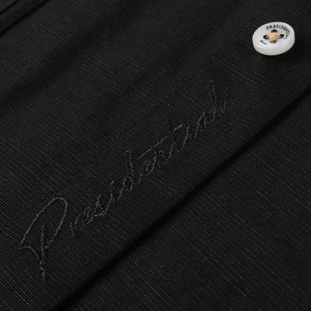 The Liberator – Black Short Sleeve Linen Cotton Embroidered Men's Shirt