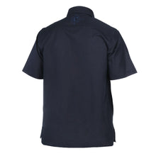 Cudiba Style – Navy Black Short Sleeve Linen Cotton Embroidered Men's Shirt