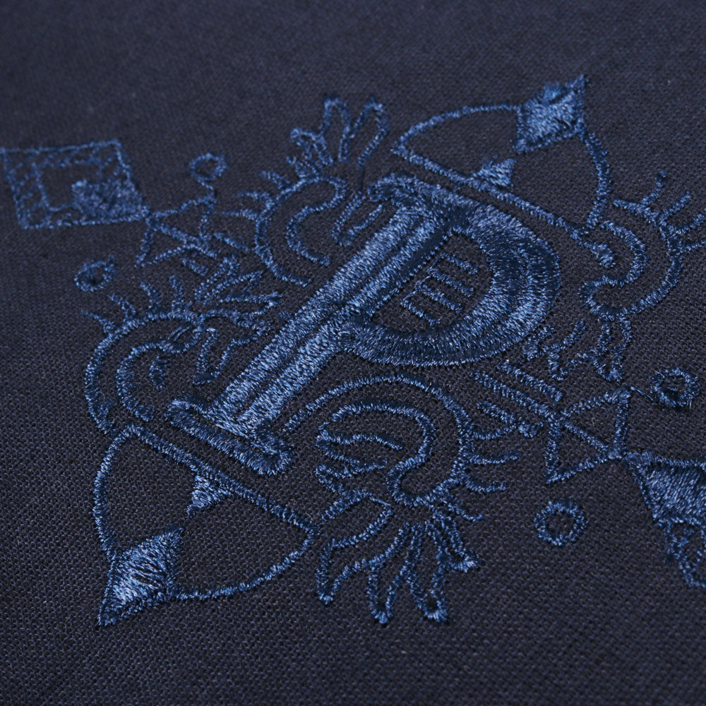 Cudiba Style – Navy Black Short Sleeve Linen Cotton Embroidered Men's Shirt