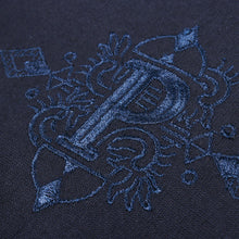 Cudiba Style – Navy Black Short Sleeve Linen Cotton Embroidered Men's Shirt