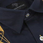Diagonal Stripe - Navy Long Sleeve Linen Cotton Embroidered Men's Shirt