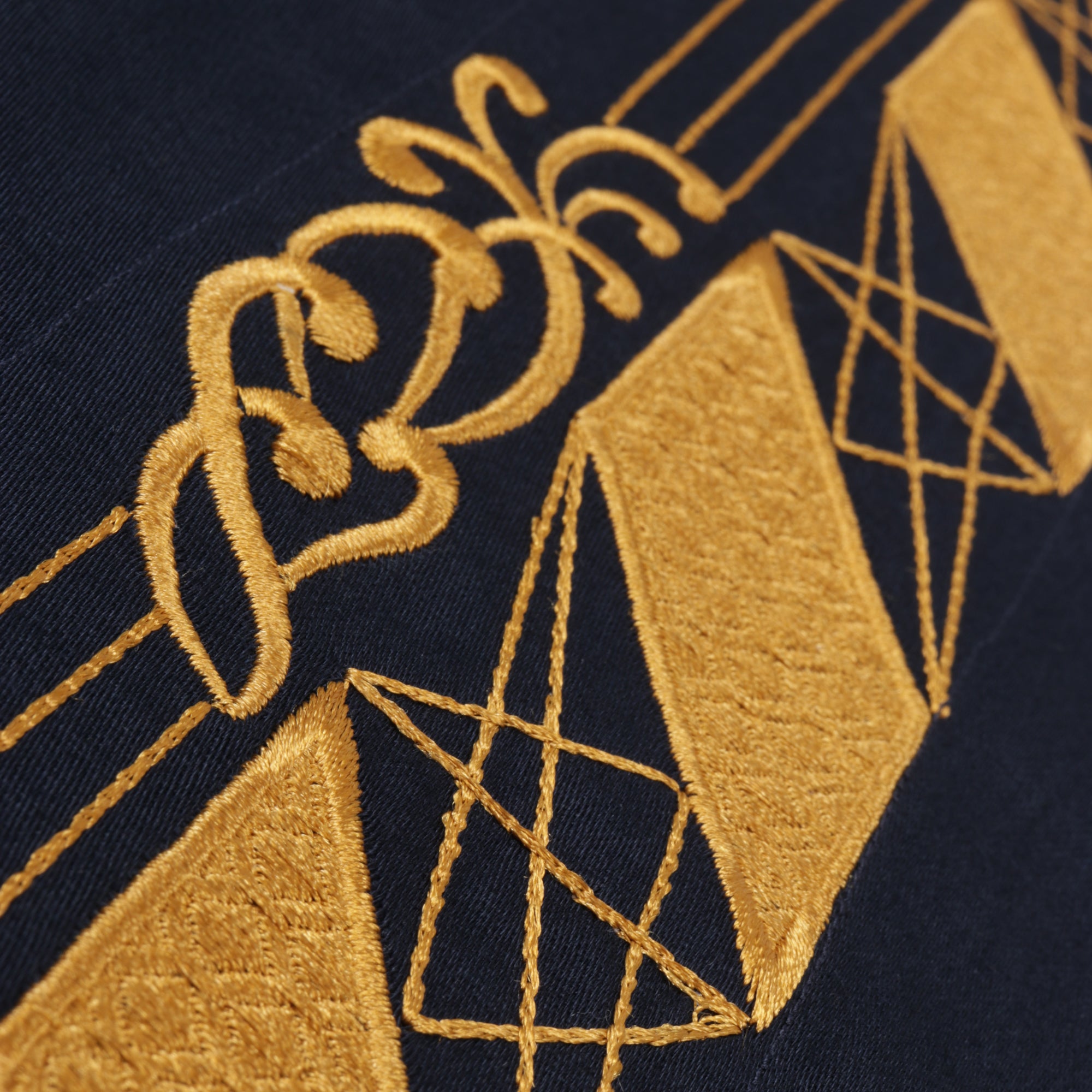 Diagonal Stripe - Navy Long Sleeve Linen Cotton Embroidered Men's Shirt