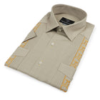 Drum and Hope – Olive Short Sleeve Linen Cotton Embroidered Men's Shirt