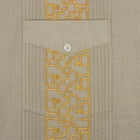 Drum and Hope – Olive Short Sleeve Linen Cotton Embroidered Men's Shirt