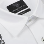 Diagonal Stripe - White Long Sleeve Linen Cotton Embroidered Men's Shirt