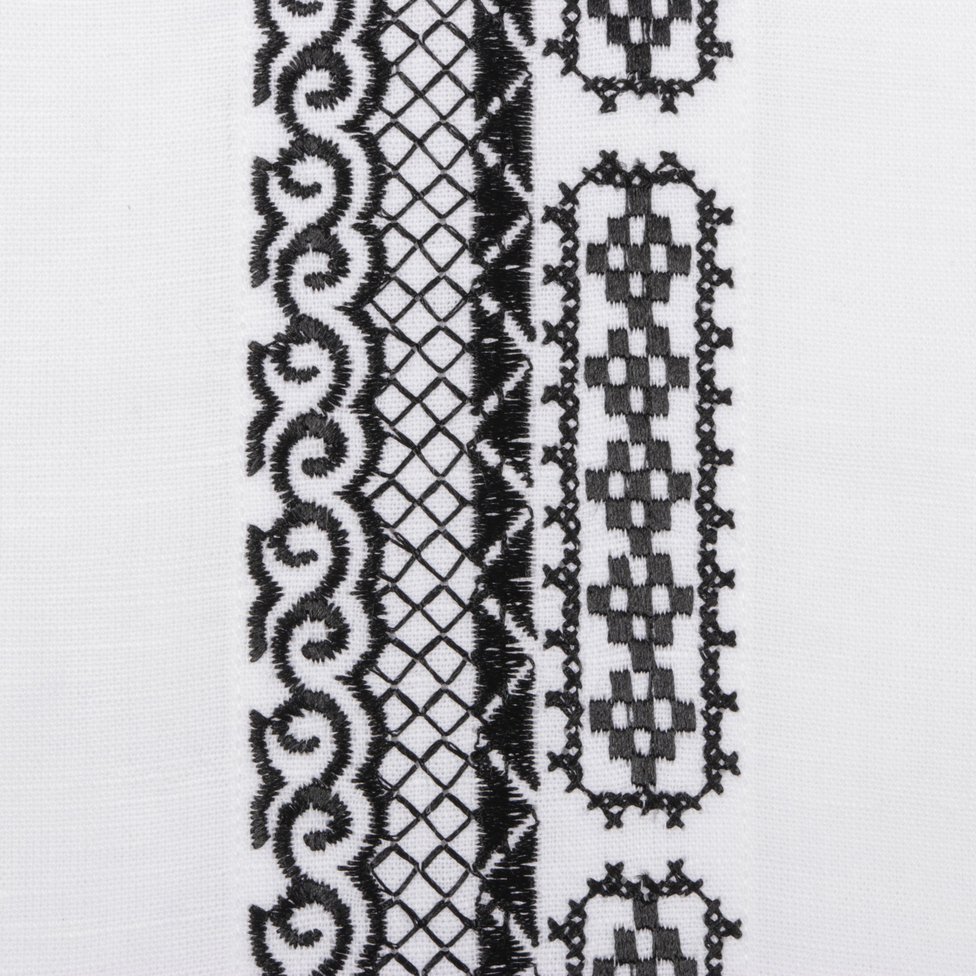 Diagonal Stripe - White Long Sleeve Linen Cotton Embroidered Men's Shirt