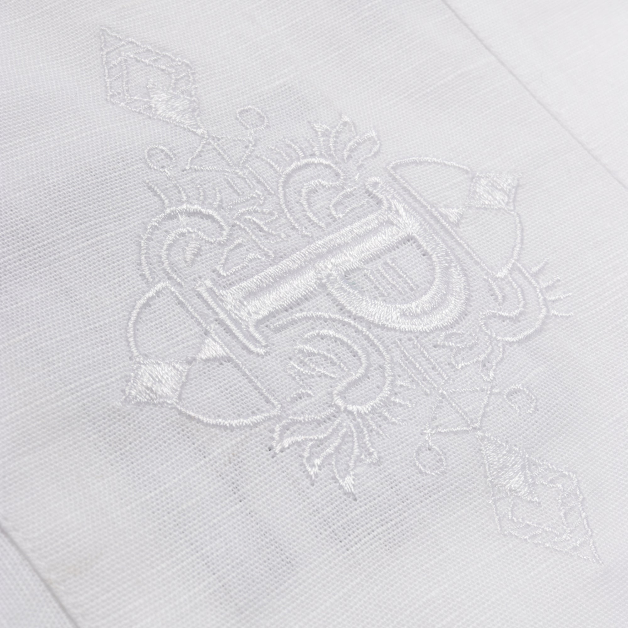 Diagonal Stripe - White Long Sleeve Linen Cotton Embroidered Men's Shirt