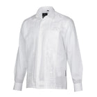 Cuban Luxury - White Long Sleeve Linen Cotton Embroidered Men's Shirt