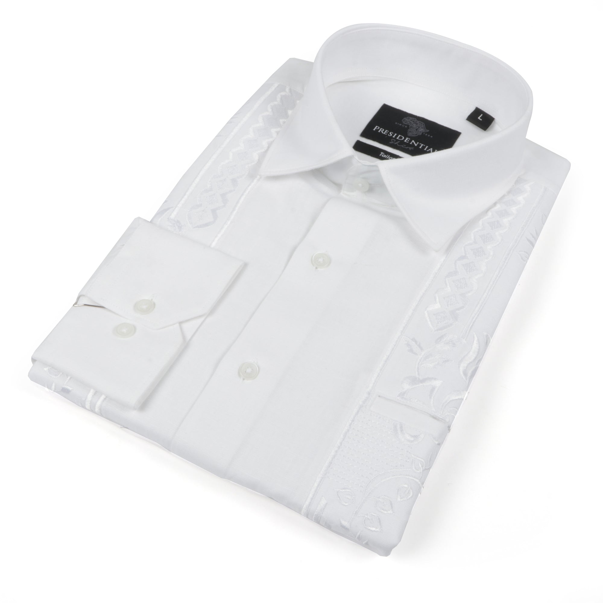 Cuban Luxury - White Long Sleeve Linen Cotton Embroidered Men's Shirt