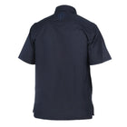 Crossed Paths – Navy Olive Short Sleeve Linen Cotton Embroidered Men's Shirt