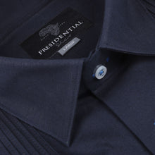 Crossed Paths – Navy Olive Short Sleeve Linen Cotton Embroidered Men's Shirt