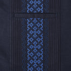Crossed Paths – Navy Olive Short Sleeve Linen Cotton Embroidered Men's Shirt