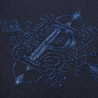 Crossed Paths – Navy Olive Short Sleeve Linen Cotton Embroidered Men's Shirt
