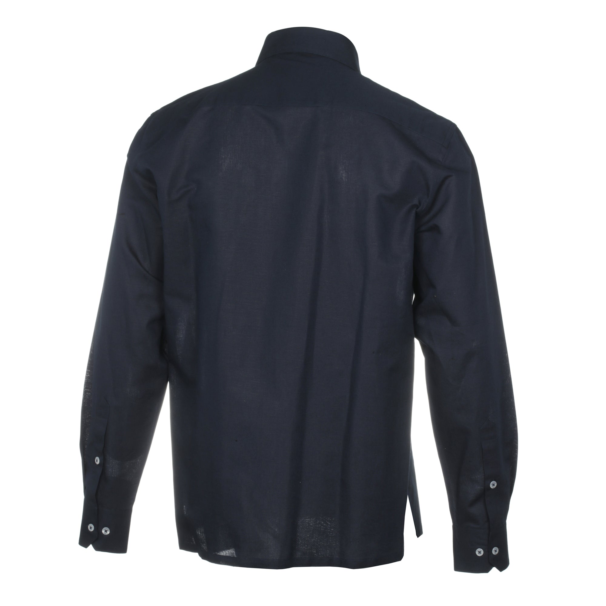 Cuban Luxury - Navy Long Sleeve Linen Cotton Embroidered Men's Shirt