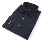Cuban Luxury - Navy Long Sleeve Linen Cotton Embroidered Men's Shirt