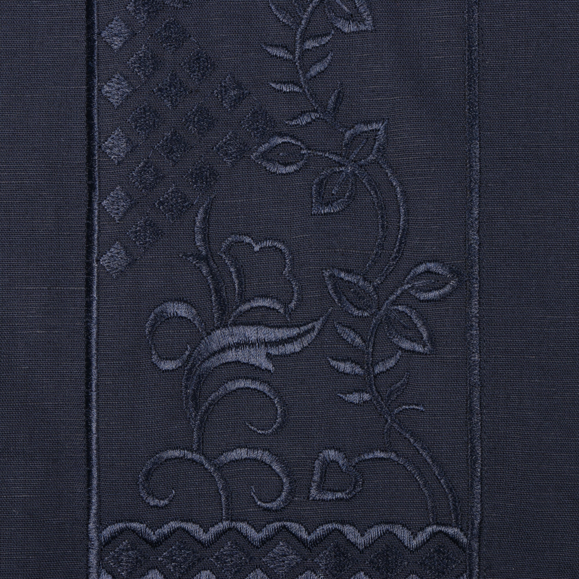 Cuban Luxury - Navy Long Sleeve Linen Cotton Embroidered Men's Shirt
