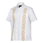 White Flower – White Short Sleeve Linen Cotton Embroidered Men's Shirt
