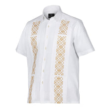 White Flower – White Short Sleeve Linen Cotton Embroidered Men's Shirt