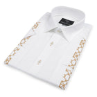 White Flower – White Short Sleeve Linen Cotton Embroidered Men's Shirt