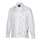 Noble Stripe - White Long Sleeve Linen Cotton Embroidered Men's Shirt