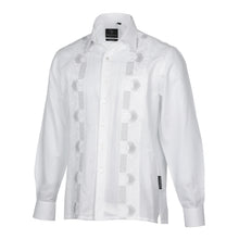 Noble Stripe - White Long Sleeve Linen Cotton Embroidered Men's Shirt