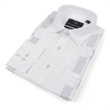Noble Stripe - White Long Sleeve Linen Cotton Embroidered Men's Shirt