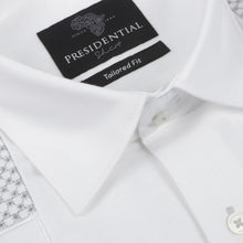 Noble Stripe - White Long Sleeve Linen Cotton Embroidered Men's Shirt