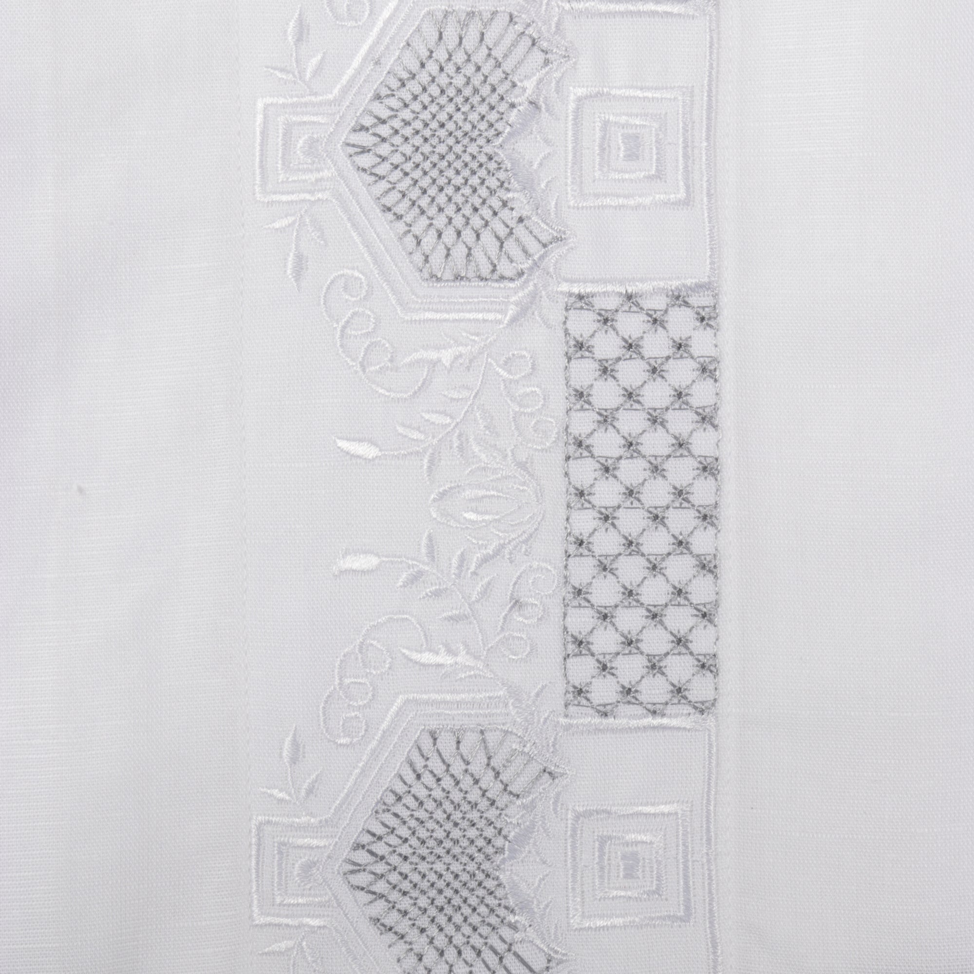 Noble Stripe - White Long Sleeve Linen Cotton Embroidered Men's Shirt