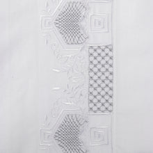 Noble Stripe - White Long Sleeve Linen Cotton Embroidered Men's Shirt
