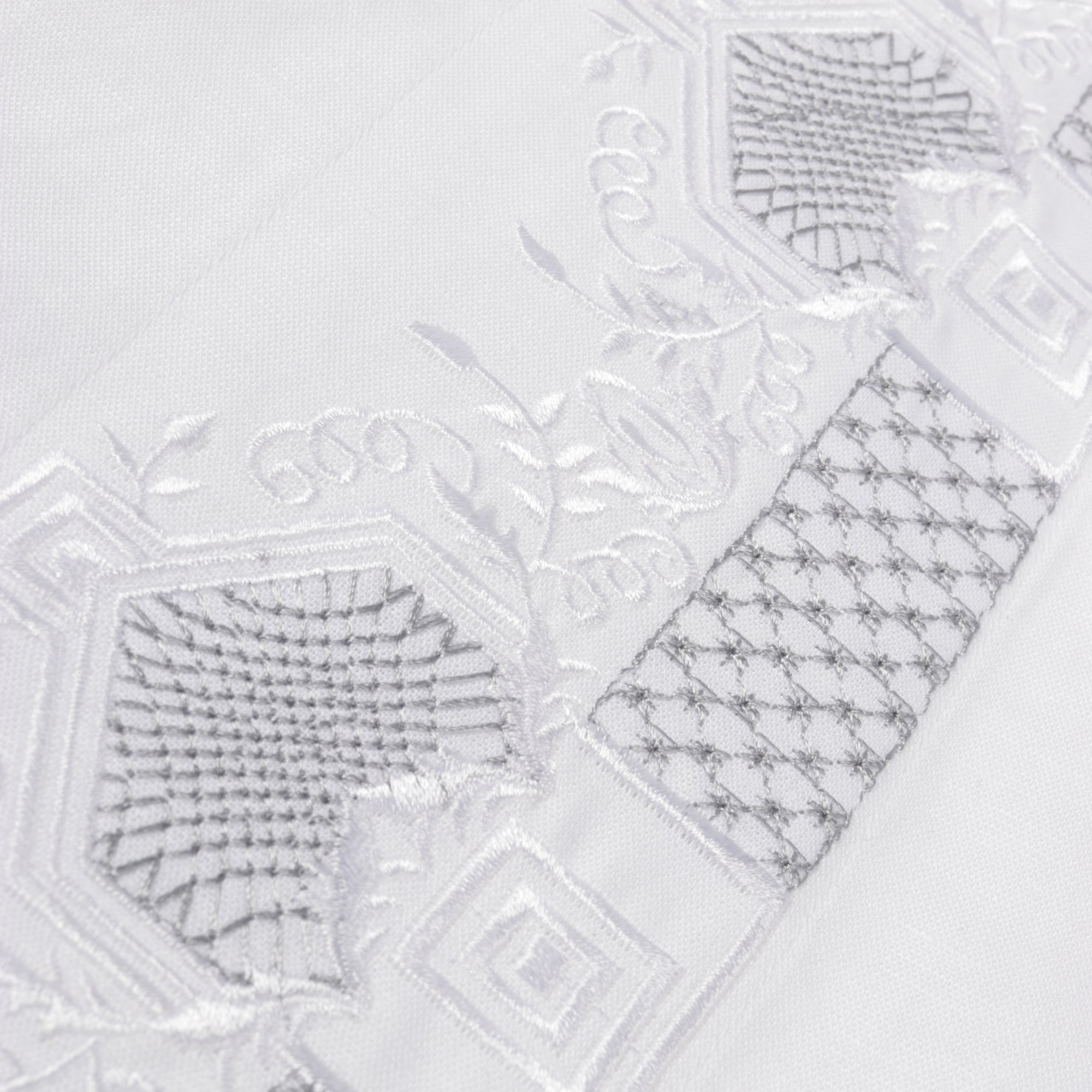 Noble Stripe - White Long Sleeve Linen Cotton Embroidered Men's Shirt