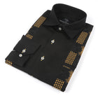 Nobel Stripe - Black Long Sleeve Linen Cotton Embroidered Men's Shirt