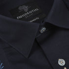 Kings Scepter - Navy Long Sleeve Linen Cotton Embroidered Men's Shirt