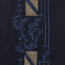 Kings Scepter - Navy Long Sleeve Linen Cotton Embroidered Men's Shirt