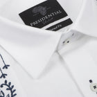 Kings Scepter - White Long Sleeve Linen Cotton Embroidered Men's Shirt