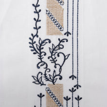 Kings Scepter - White Long Sleeve Linen Cotton Embroidered Men's Shirt