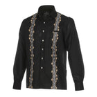 Spiral - Black Long Sleeve Linen Cotton Embroidered Men's Shirt