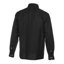 Spiral - Black Long Sleeve Linen Cotton Embroidered Men's Shirt