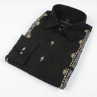 Spiral - Black Long Sleeve Linen Cotton Embroidered Men's Shirt