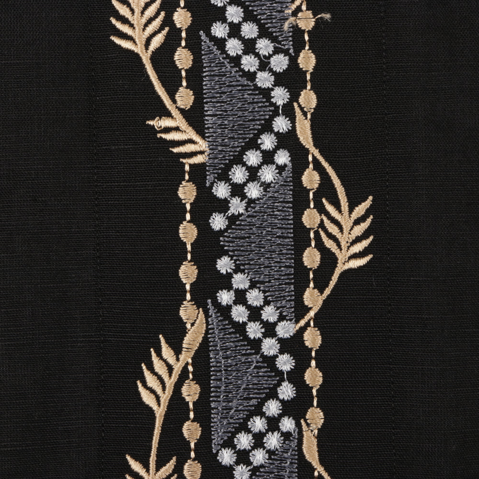 Spiral - Black Long Sleeve Linen Cotton Embroidered Men's Shirt