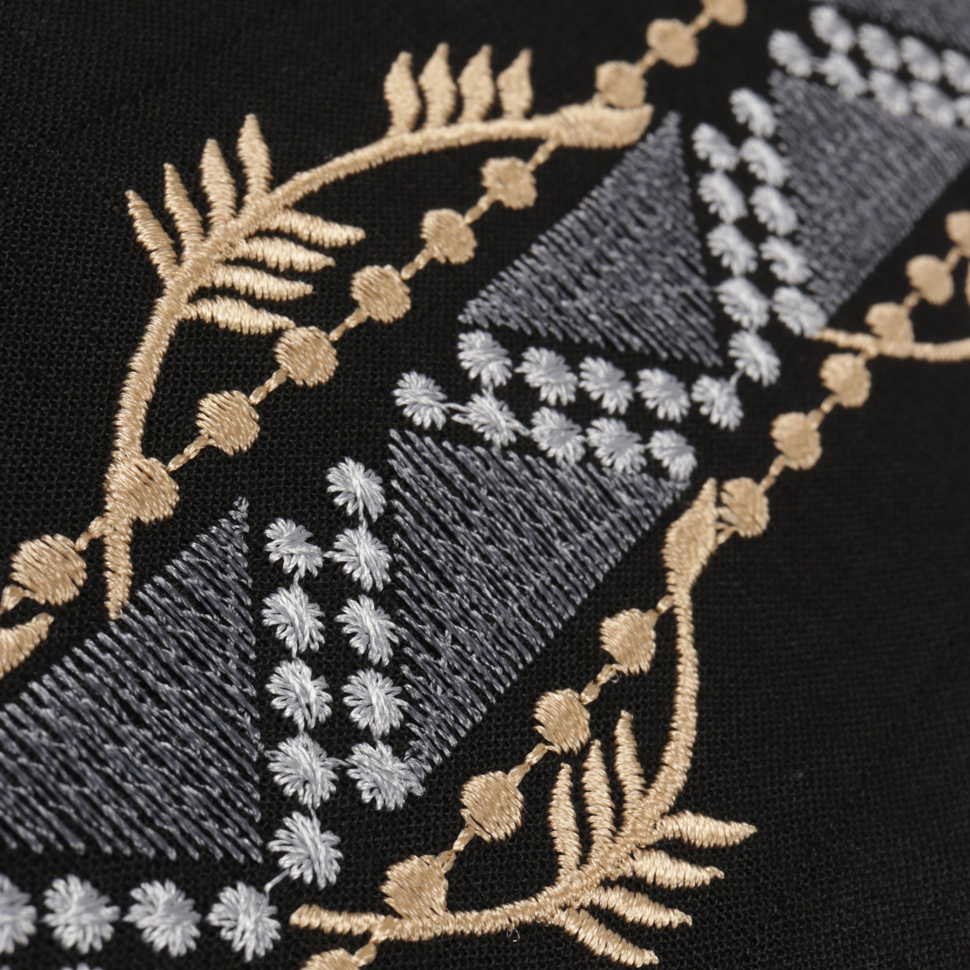Spiral - Black Long Sleeve Linen Cotton Embroidered Men's Shirt