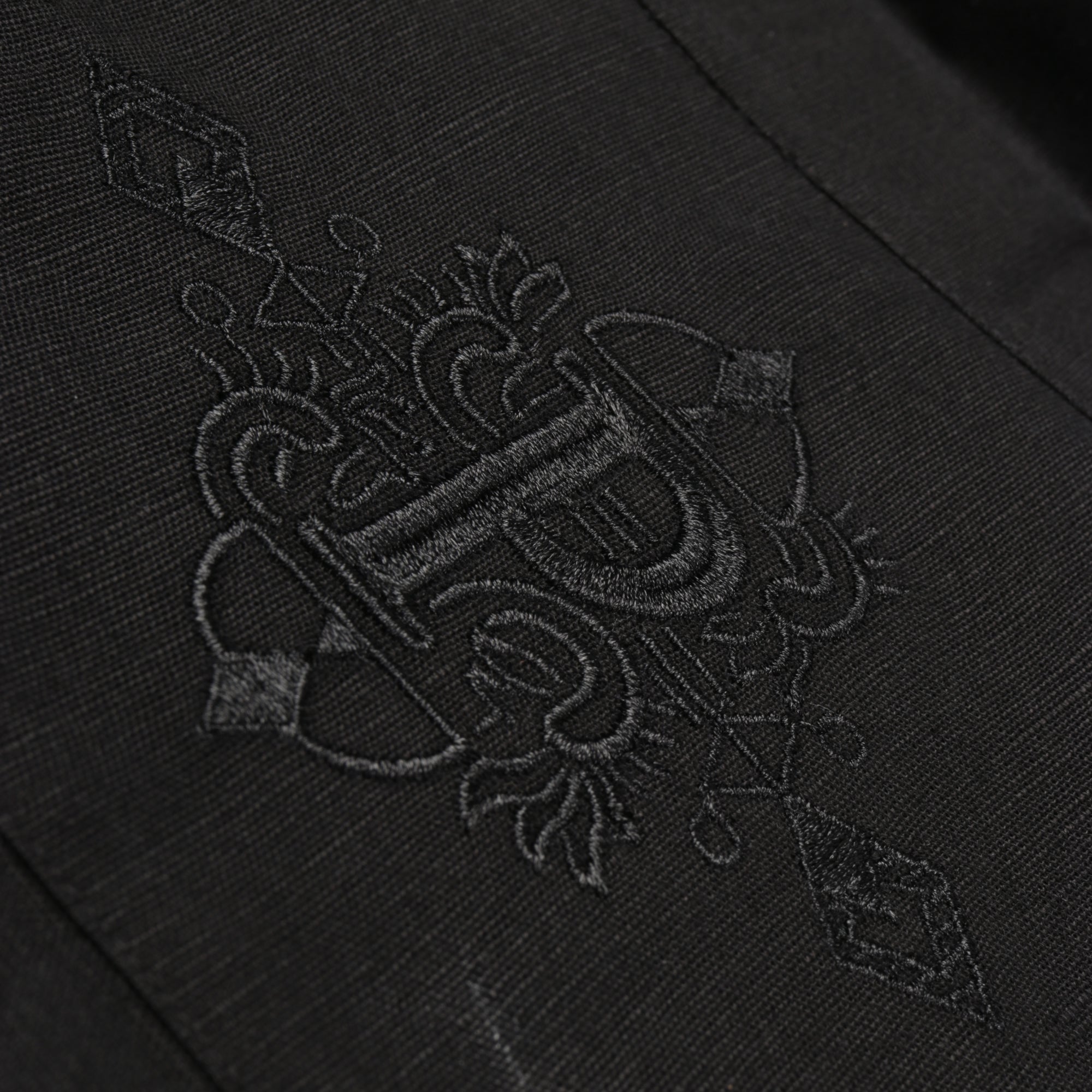 Spiral - Black Long Sleeve Linen Cotton Embroidered Men's Shirt