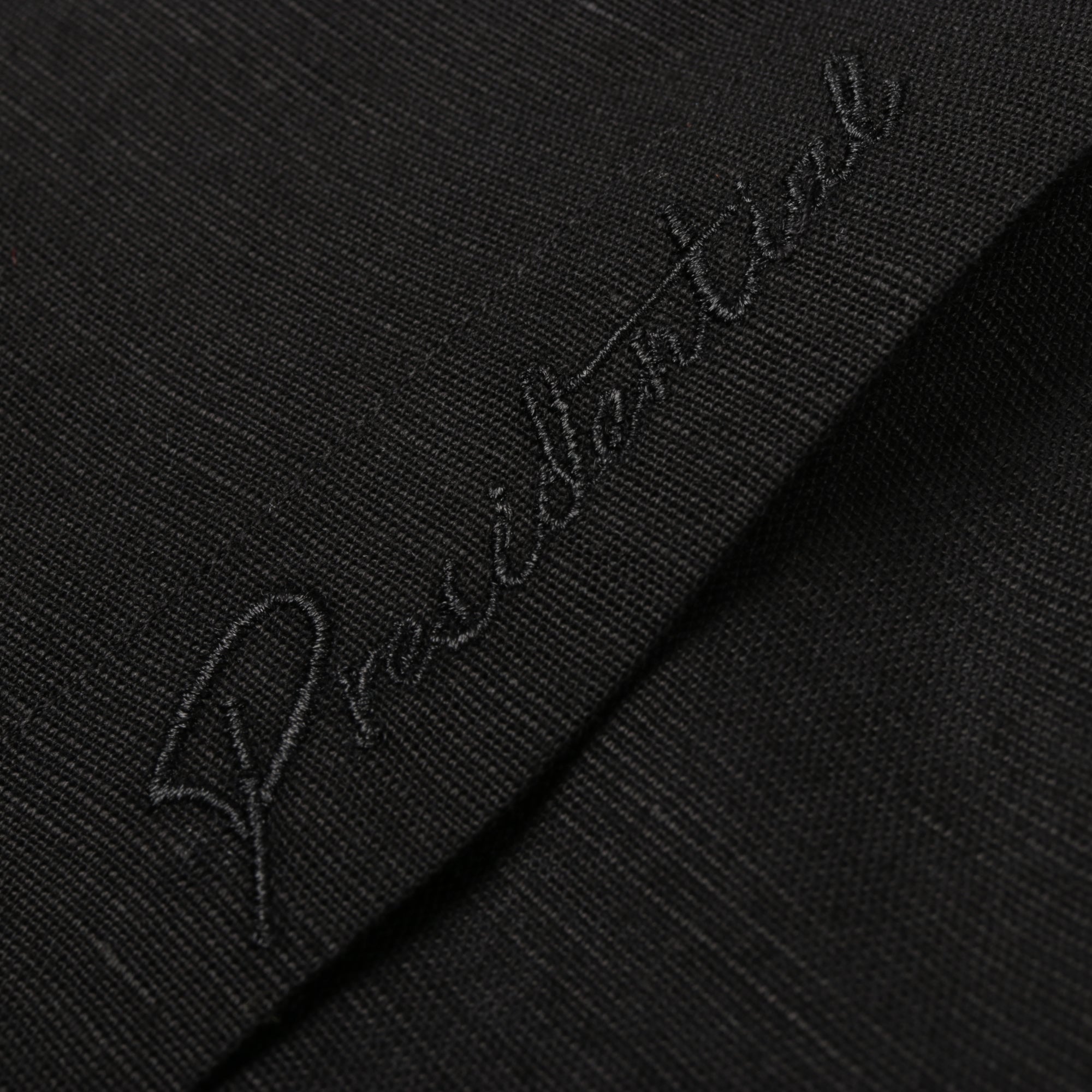 Spiral - Black Long Sleeve Linen Cotton Embroidered Men's Shirt