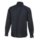 Geometric Blocks - Navy Long Sleeve Linen Cotton Embroidered Men's Shirt
