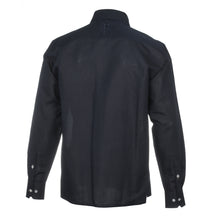 Geometric Blocks - Navy Long Sleeve Linen Cotton Embroidered Men's Shirt